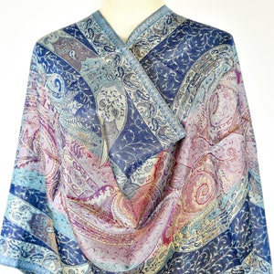 Classic Silk Scarf, Silk Jamawar Wrap, Luxury Winter Scarf, Gift for Mother,  Shawl/Stole/Wrap 22&quot;x76&quot;inches