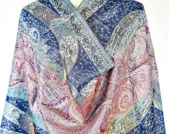 Silk Jamawar Scarf: Kashmir Paisley Shawl Wrap