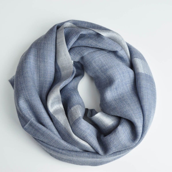 Stone Blue Cashmere Silk Scarf, Bridal Shawl/Evening Silk Shawl, Cashmere Scarf/Pashmina 200cm x 70cm