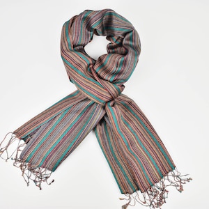 Green/Multicoloured Stripy Reversible Classy Silk-Wool pashmina/Scarf/Wrap/Stole/Shawl 28"x80" inches