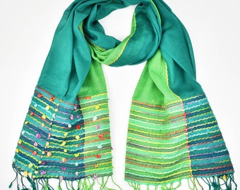 Soft Wool Scarf, Pine Green Scarf, Gift For Mom, Shawl/Wrap/Stole  200cm x 70cm