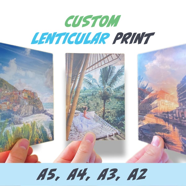 CUSTOM Lenticular Flip Print (Paper Sizes) | 2-3 Images in 1 Poster | Bring Your Favorite Photos To Life | A5, A4, A3, A2