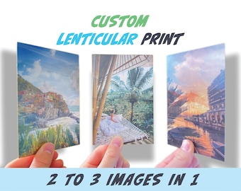 CUSTOM Lenticular Flip Print (Std Frame Sizes) | 2-3 Images in 1 Poster | Bring Your Favorite Photos To Life | 5 Size Options