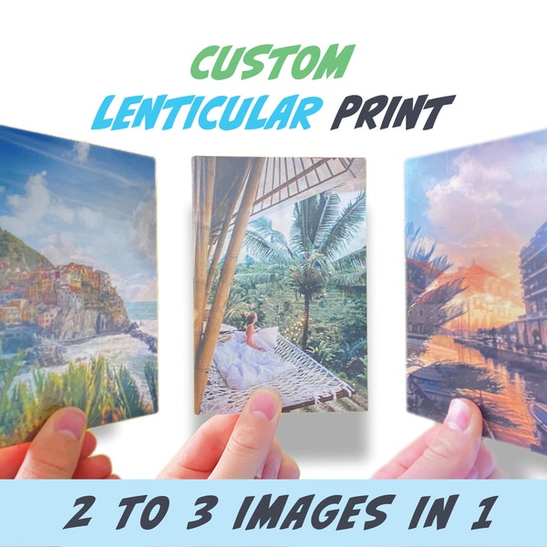 CUSTOM Lenticular Flip Print (Std Frame Sizes) | 2-3 Images in 1 Poster | Bring Your Favorite Photos To Life | 5 Size Options