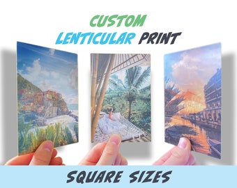 CUSTOM Lenticular Flip Print (Square Sizes) | 2-3 Images in 1 Poster | Bring Your Favorite Photos To Life | 4 Sizes