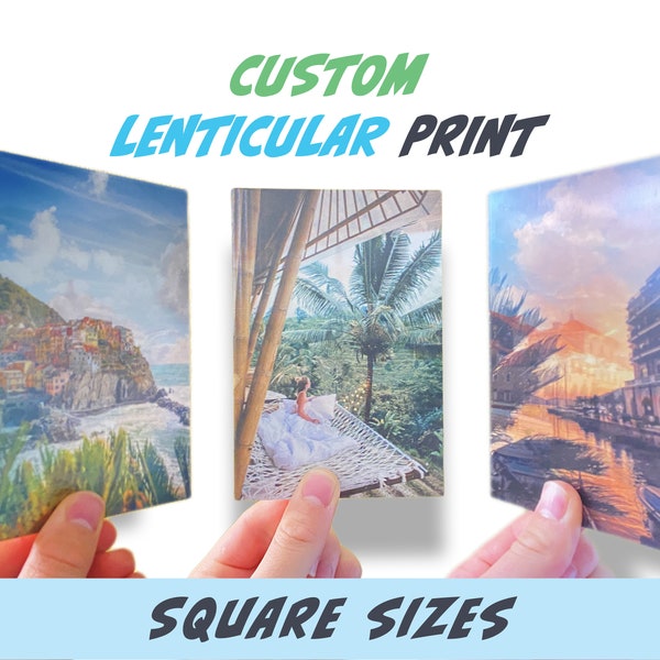 Impresión lenticular personalizada (tamaños cuadrados) | 2-3 imágenes en 1 póster | Da vida a tus fotos favoritas | 4 tamaños
