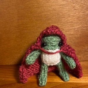 Hand Knitted Frog | Red Riding Froggy | Vegan