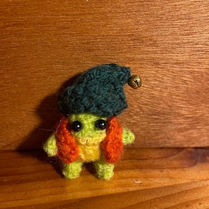 Hand Knitted Frog | TINY FROGGY: The BRAT Wizard | The smallest little wizard frog, that's brat | Vegan