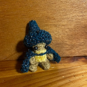 Hand Knitted Frog | TINY FROGGY: The Night Sky Wizard | The smallest little wizard frog | Vegan
