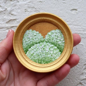 Hydrangea Oil Painting Impasto Floral Art Round Miniature White Flowers Original Artwork Hand painted