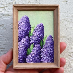 Lilac Small Oil Painting Purple Flowers Impasto Original Painting Framed Artwork Bouquet Lilacs Floral Art Home Wall Decor Hand Painting