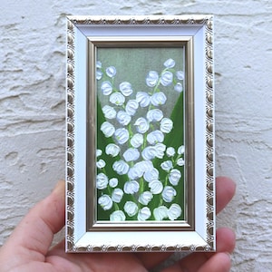 Lily of the valley Painting Original Miniature Floral Art Oil Painting Small Artwork Flowers Wall Art Decor 2.4х4.4 in