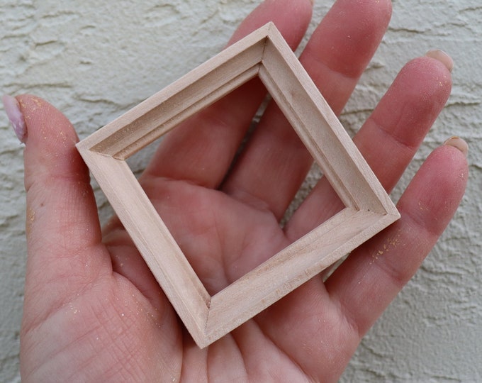 Mini Frame Square Small Wood Frame Miniature Frame Wall Decor No Glass