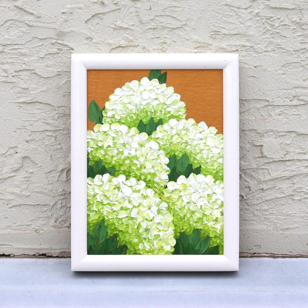 Hydrangea Oil Painting White Artwork Square Original Flower Impasto ...