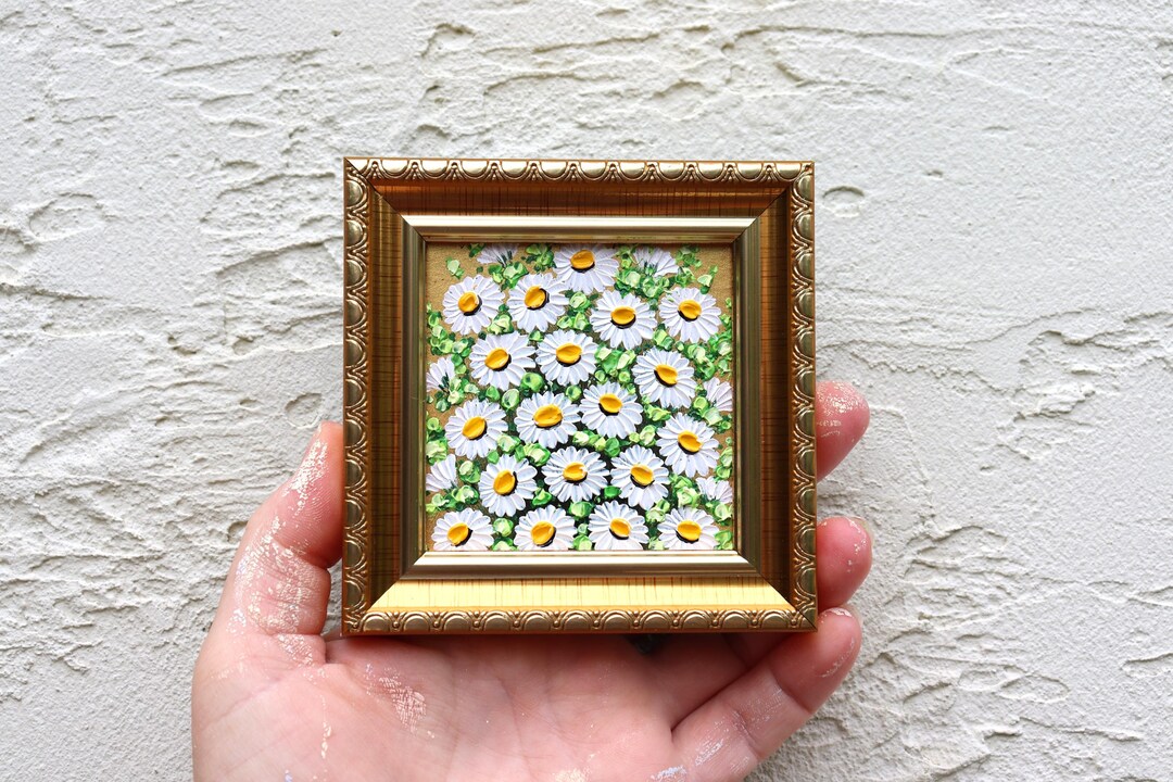 Daisy Oil Painting Original Miniature Impasto Floral Art White Flower ...