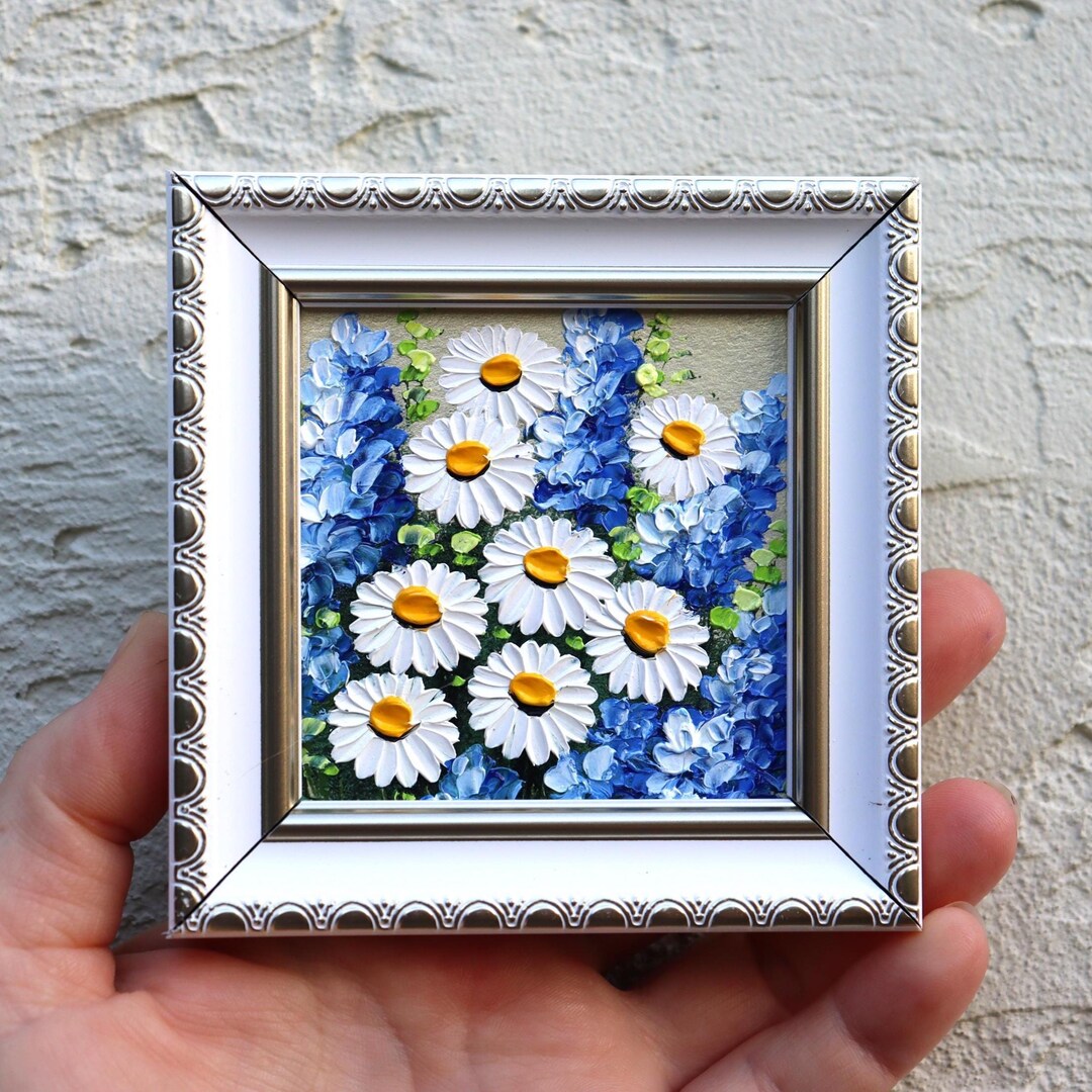 Daisy Oil Painting Original Miniature Wildflowers Artwork Impasto ...