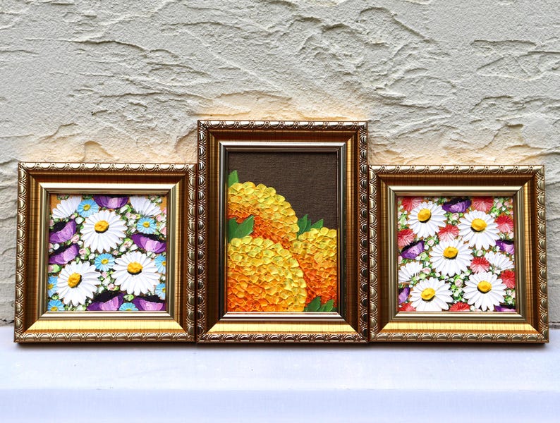 Daisy Artwork Original Oil Painting Miniature Floral Art Hand Painted ...
