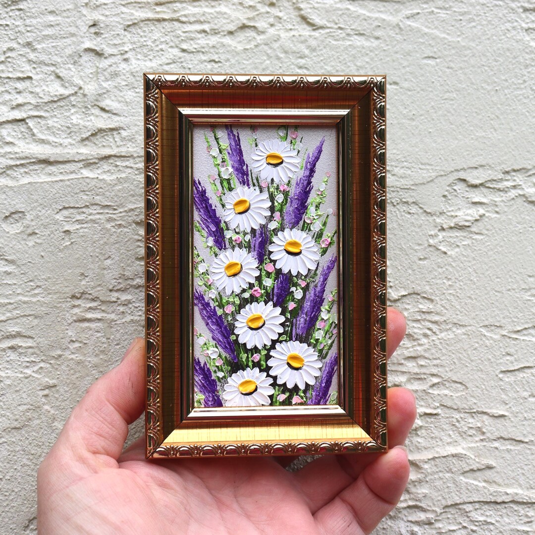Daisy Oil Painting Original Miniature Artwork Flowers Small Wall Art ...
