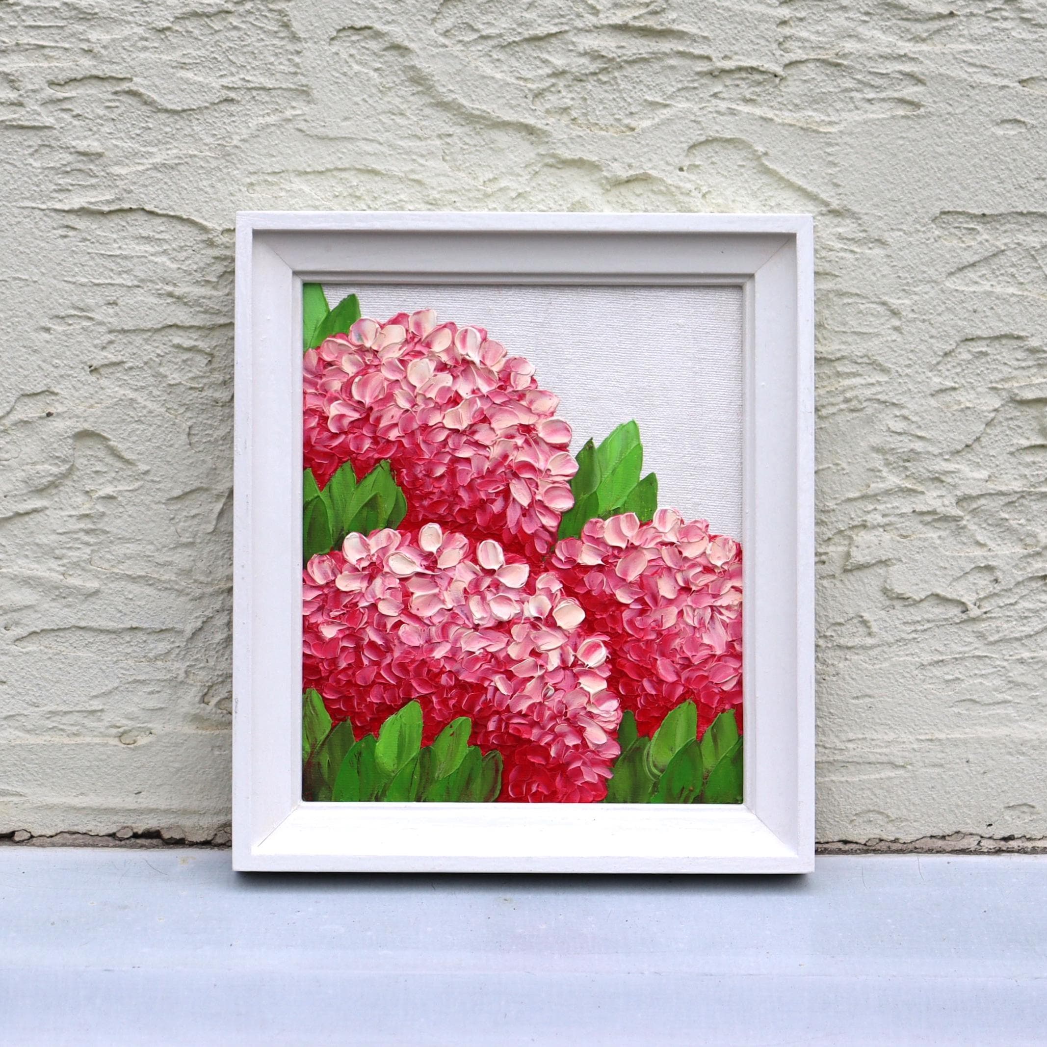 Hydrangea Oil Painting Original Impasto Pink Flowers Artwork Hand ...