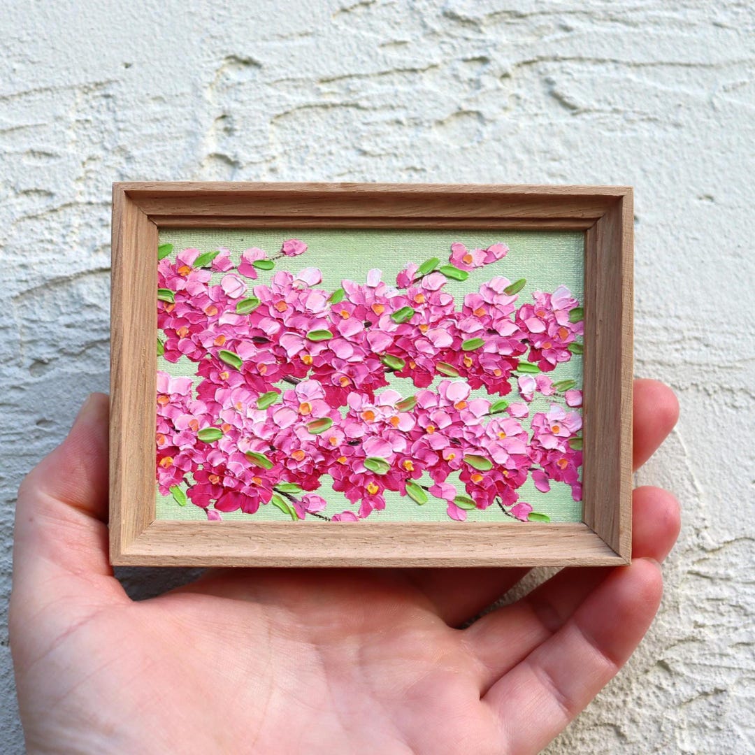 Cherry Blossom Painting Original Art Pink Flower Oil Painting Impasto ...