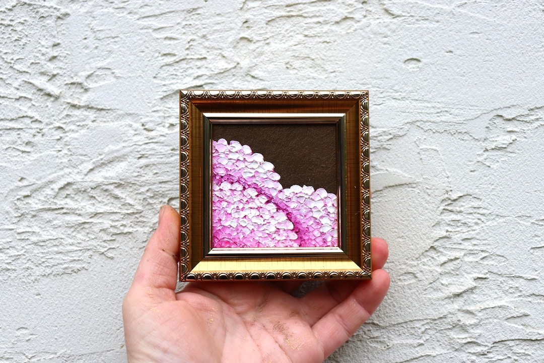 Pink Hydrangea Original Oil Painting Flowers Small Artwork Miniature ...