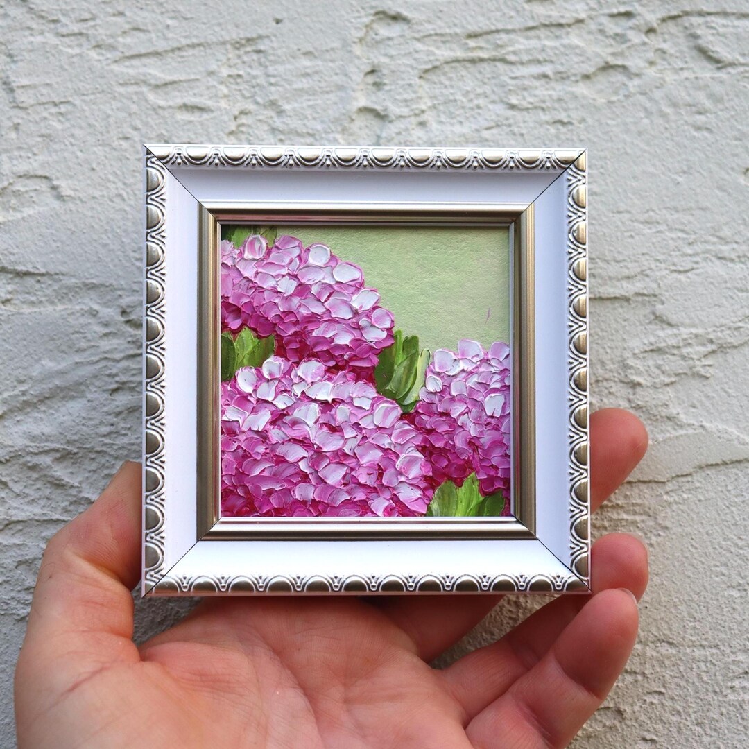 Hydrangea Oil Painting Pink Flowers Artwork Original Small Impasto ...