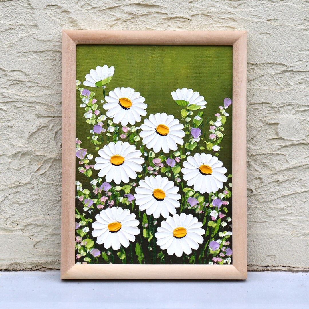 Daisy Oil Painting Original Art Impasto Artwork 7x5 In - Etsy