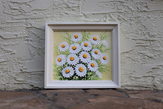 Daisy Oil Painting Original Art Small Artwork Framed Flowers - Etsy
