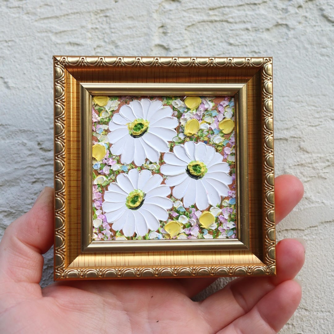 Daisy Painting Original Oil Small Floral Art White Flowers Artwork - Etsy
