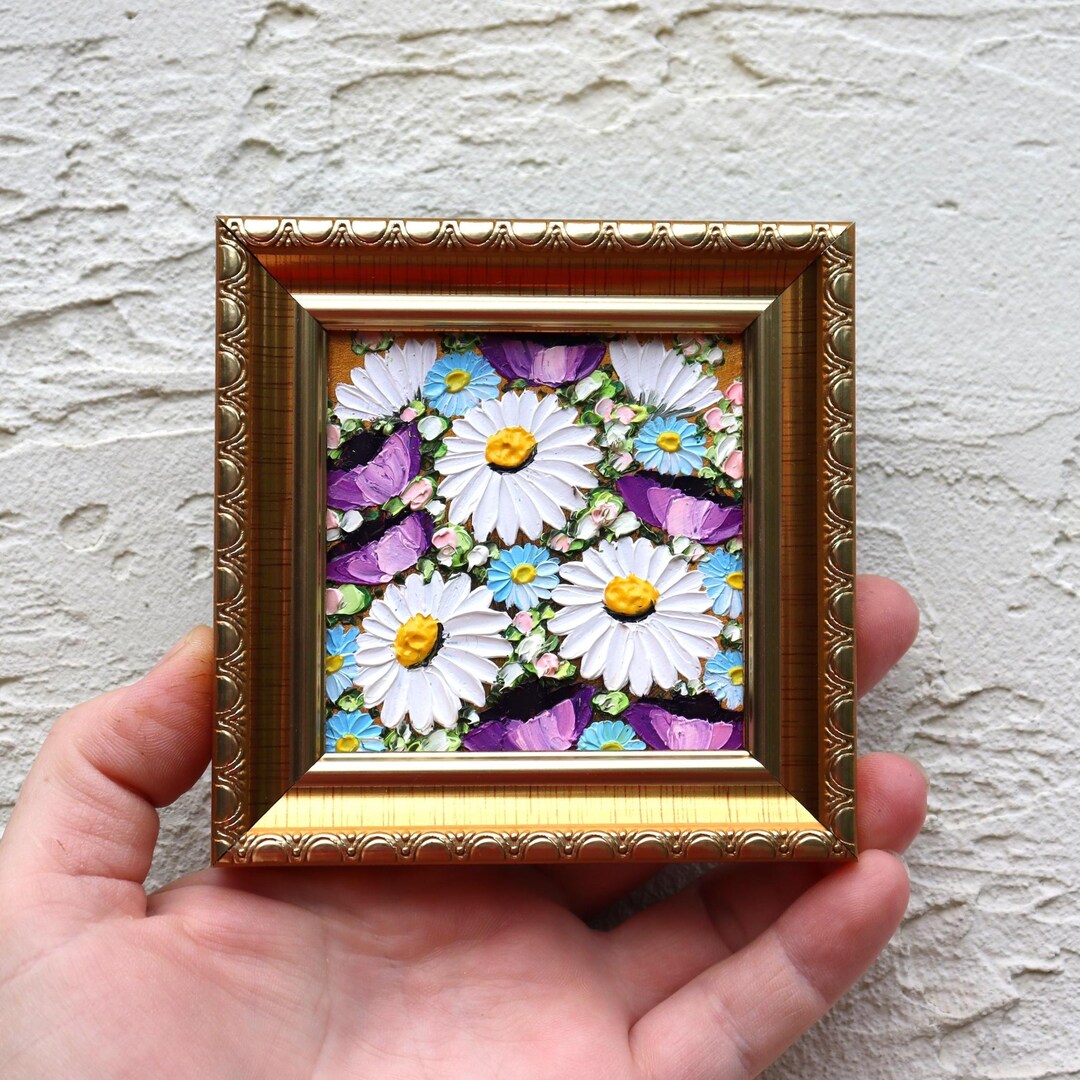 Daisy Artwork Original Oil Painting Miniature Floral Art Hand Painted ...