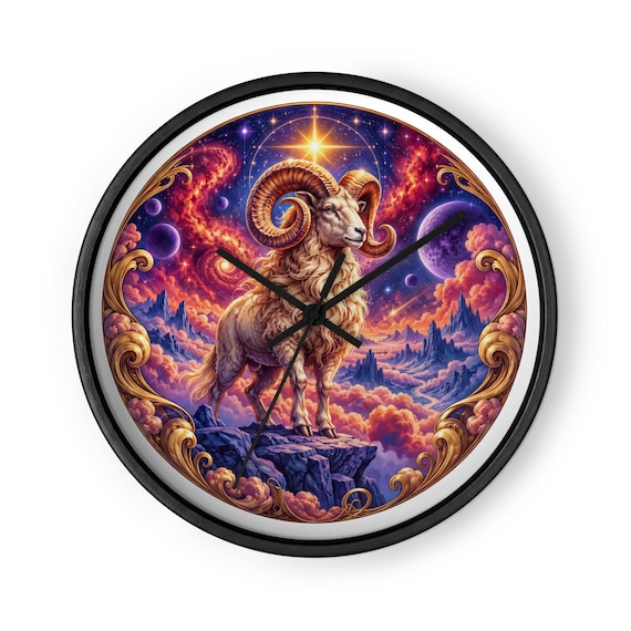 Aries Zodiac Wall Clock | Celestial Constellation Art (10" Square)