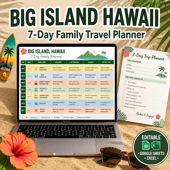 Big Island Hawaii 7-Day Family Travel Planner (Digital Download)