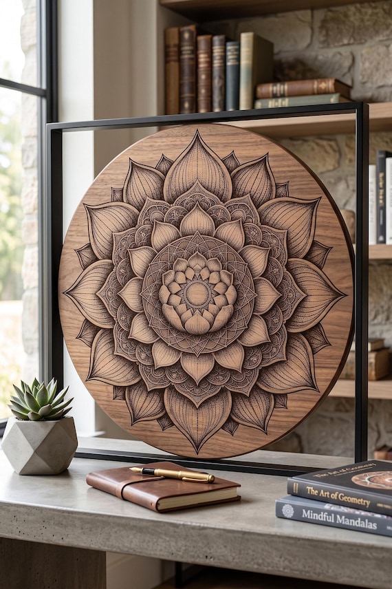 Lotus Mandala Svg, 3D Vector Art Laser Engrave File | SVG DXF PNG