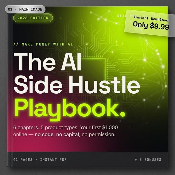 AI Side Hustle Playbook, 41-Page Instant PDF Beginner AI Guide