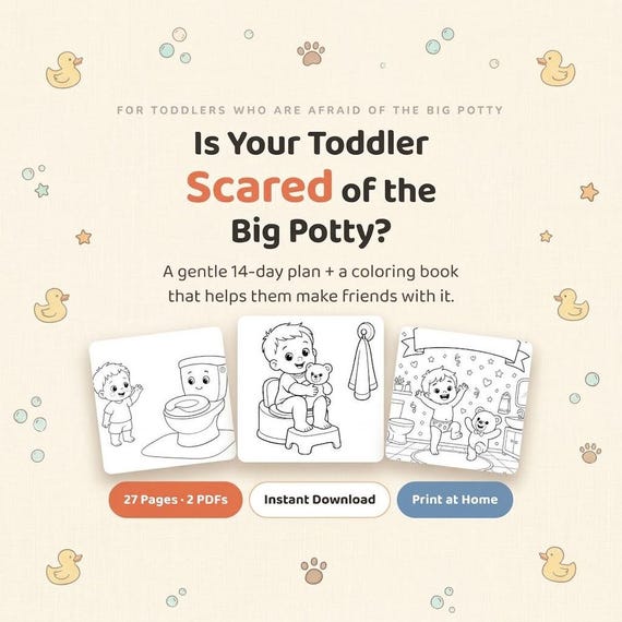Gentle Potty Training Coloring Book & Parent Guide (2 PDFs)