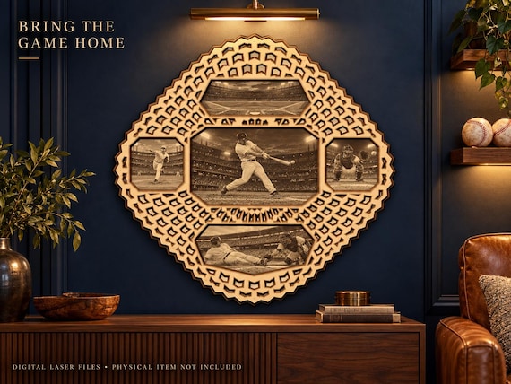 Baseball Mandala Laser Cut Files, 16-Layer SVG and DXF Bundle