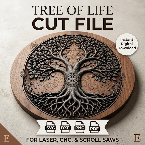 Tree of Life Laser Engraving File | Sacred Geometry Digital Design