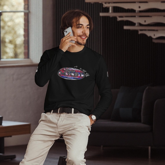 Fitted Crew Shirt in Black, 100% Combed Ringspun Cotton Long Sleeve Tee