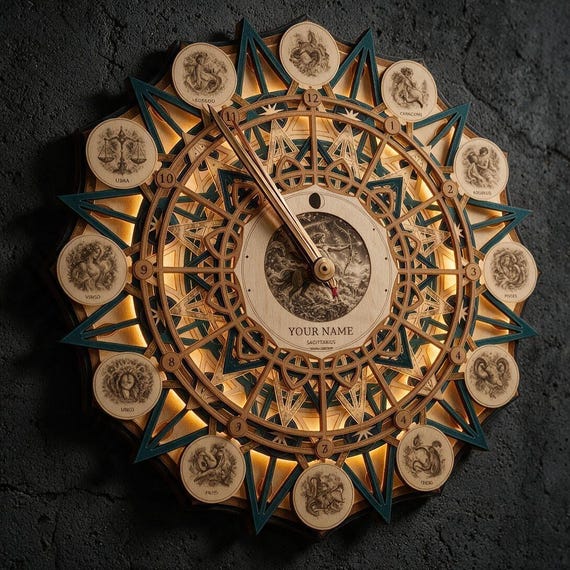 12-Layer Zodiac Mandala Clock SVG, Personalized Astrology Wall Art (Digital File)