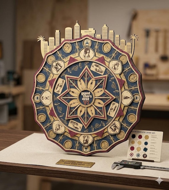 Vice City 3D Mandala Laser Cut File (gta vi, svg, dxf, Instant Download)
