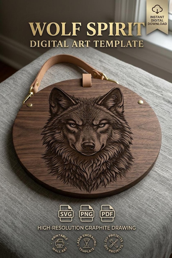 Wolf Portrait Laser Engraving File | Detailed Digital Artwork