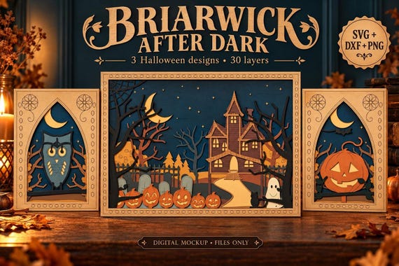 Haunted House SVG, Multi-Layer Halloween Shadow Box Cut File (Digital Download)