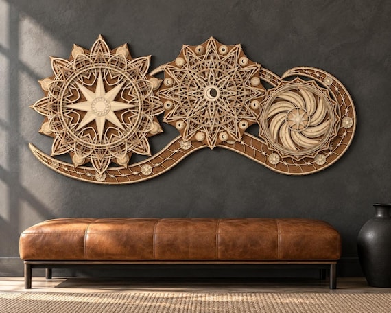 Layered Mandala SVG Bundle, Celestial Trio With SVG and DXF Cut Files
