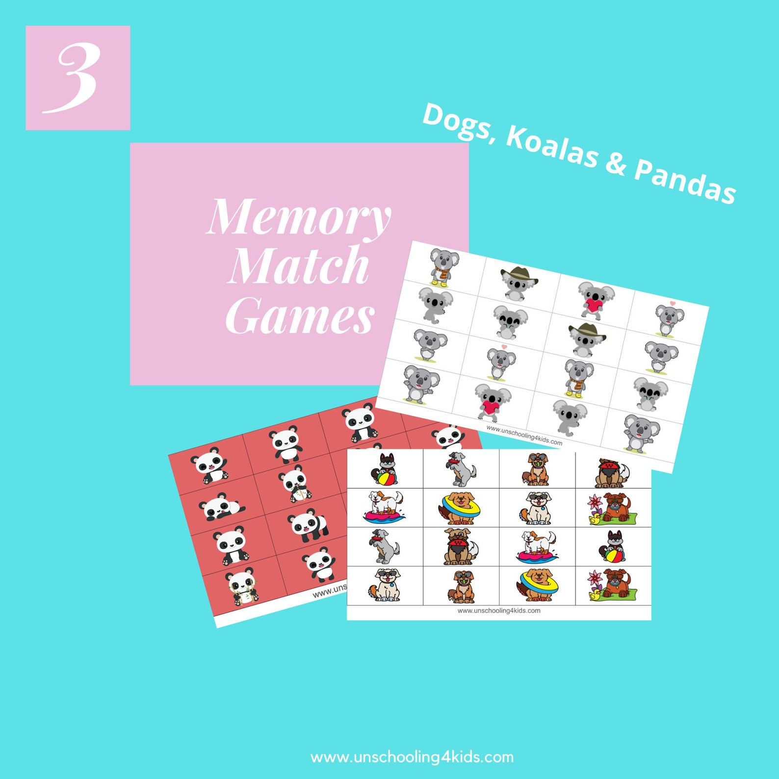 3 Memory Match Games Etsy