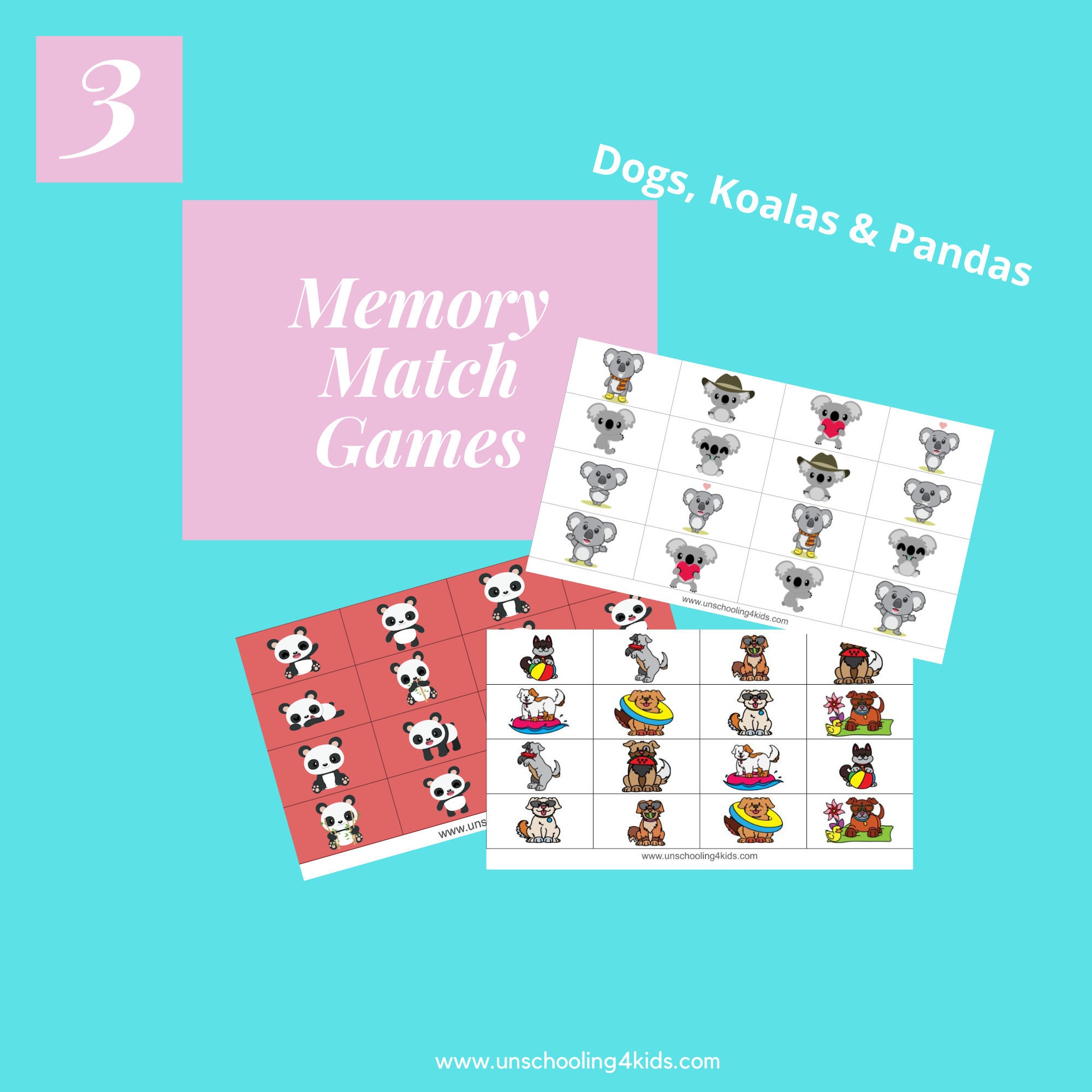 3 Memory Match Games Etsy