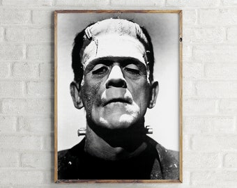 Boris Karloff as Frankenstein's Monster Textless Vintage Movie Poster, Retro Wall Art Print