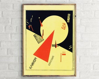 Beat the Whites with the Red Wedge Vintage Propaganda Poster, Retro Wall Art Print