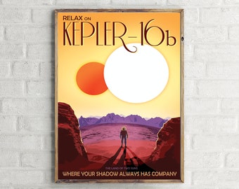 NASA Relax on Kepler-16b Travel Poster - Wall Art Design Print
