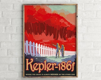 NASA Kepler - 186F Travel Poster, Wall Art Design Print