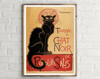 Le Chat Noir Vintage Advertisement Poster, Retro Wall Art Print